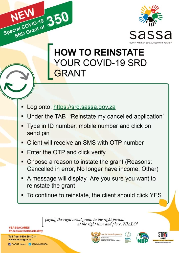 How to Reinstate your COVID-19 SRD Grant